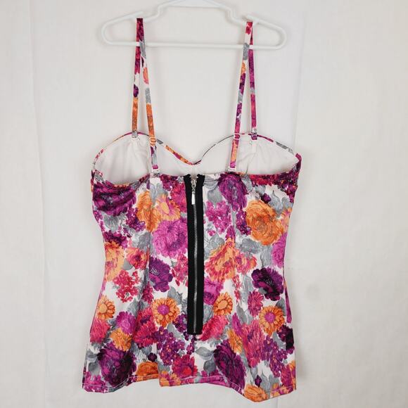 Forever 21 babydoll corset top purple floral size Med Y2K Sexy Garden Girl Fairy - Picture 2 of 7